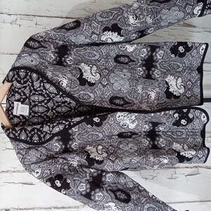 BonWorth Black and White Reversible Quilted Open Front Jacket Size L